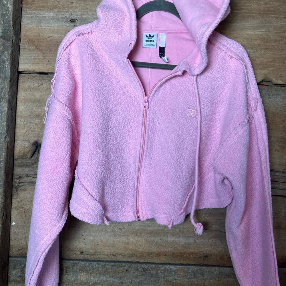 adidas Pink Cropped Hoodie